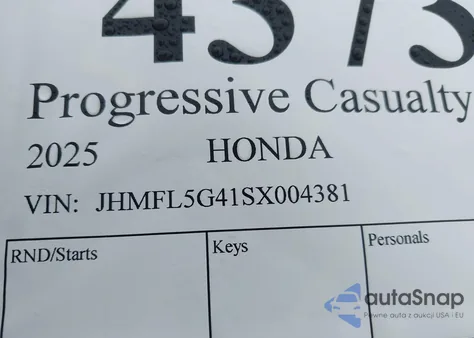2025 Honda Civic Type R from USA, damaged, VIN JHMFL5G41SX004381
